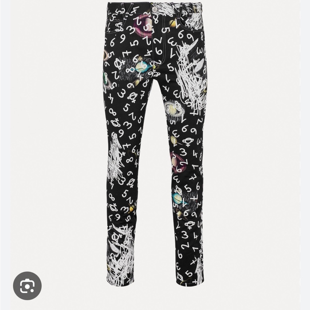 Vivienne Westwood Black Planets and Numbers Print Pants